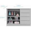 Ver imagem 6 de Conjunto Quarto Infantil Pérola com Guarda Roupa 3 Portas 4 Gavetas e Cômoda Cinza - Phoenix Baby