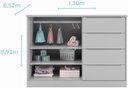 Ver imagem 6 de Conjunto Quarto Infantil Pérola com Guarda Roupa 3 Portas 4 Gavetas e Cômoda Cinza - Phoenix Baby