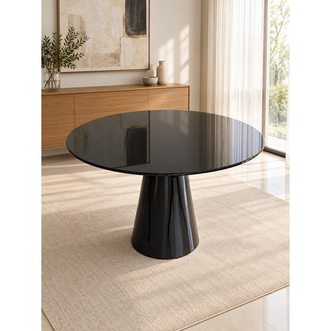 Mesa de Jantar Redonda 80 cm – Tampo em Laca Preto