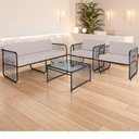 Ver imagem 1 de Conjunto 2 Poltronas 1 Namoradeira e 1 Mesa de Centro Córdova em Aço Carbono e Fibra Sintética Acess