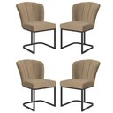 Ver imagem 1 de Kit 4 Cadeiras Flor Pés Metal Preto Mesa Jantar Cozinha Cor:capuccino