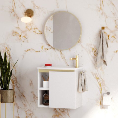 Kit Banheiro em Aço Jatoba 50 Branco c/Lavatório