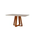 Ver imagem 2 de Conjunto Sala de Jantar Mesa Floripa Madeira Maciça 140x80cm Tampo Retângular Vidro Off White com 4