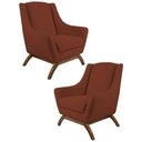Ver imagem 1 de Kit 2 Poltronas Base Madeira Juliet B-235 Linho Laranja