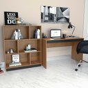 Ver imagem 4 de Mesa Escrivaninha e Estante para Escritorio B28 Mel Preto Novam