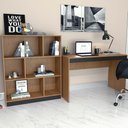 Ver imagem 5 de Mesa Escrivaninha e Estante para Escritorio B28 Mel Preto Novam