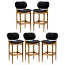 Ver imagem 1 de Kit 5 Banquetas Alta Decor 50 x 104 Cm Madeira Maciça Imbuia Suede Preto L14
