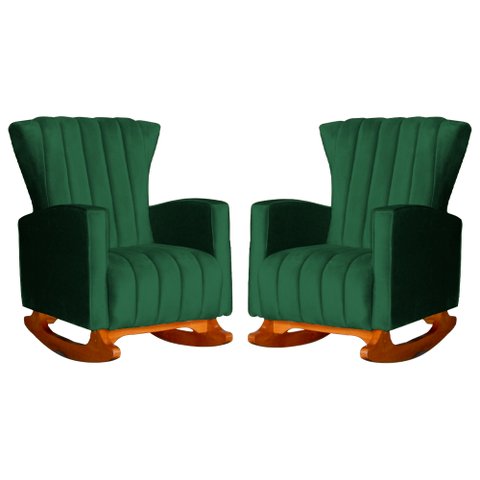 Kit 2 Poltrona Decorativa Melinda Balanço Veludo Verde - Fm