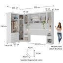 Ver imagem 3 de Quarto Modulado Queen de Canto com Guarda-roupas Maleiro e Cabeceira Alpes Master Luciane Móveis