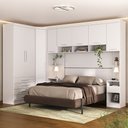 Ver imagem 1 de Quarto Modulado Queen de Canto com Guarda-roupas Maleiro e Cabeceira Alpes Master Luciane Móveis