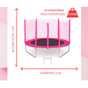 Ver imagem 4 de Cama Elástica Pula Pula 2,44 M Infantil Rosa Pink 100% Nacional Suporta até 235 Kg