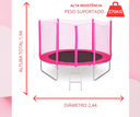 Ver imagem 4 de Cama Elástica Pula Pula 2,44 M Infantil Rosa Pink 100% Nacional Suporta até 235 Kg
