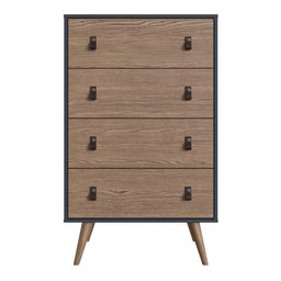 Comoda 4 Gavetas Amber Azul Petroleo Frente Ebano Genialflex - 1