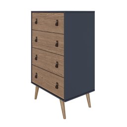 Comoda 4 Gavetas Amber Azul Petroleo Frente Ebano Genialflex - 3