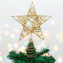 Ver imagem 1 de Ponteira Estrela Gliter Dourado Enfeite Árvore de Natal 24cm