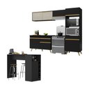 Ver imagem 1 de Armário de Cozinha Modulado com Bancada Americana Multimóveis Mp2209 Preto/dourado
