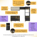 Ver imagem 2 de Armário de Cozinha Modulado com Bancada Americana Multimóveis Mp2209 Preto/dourado