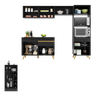 Armário de Cozinha Modulado com Bancada Americana Multimóveis Mp2209 Preto/dourado - 4