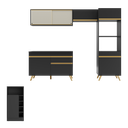 Ver imagem 6 de Armário de Cozinha Modulado com Bancada Americana Multimóveis Mp2209 Preto/dourado