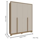 Ver imagem 3 de Guarda Roupa Solteiro 4 Portas New Guarapari - Carvalho/offwhite