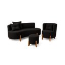 Ver imagem 1 de Kit Decorativo Sofá Curvo Orgânico + 01 Puff e Poltrona Luna Veludo Preto - Montanaris Decor