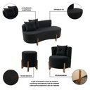 Ver imagem 4 de Kit Decorativo Sofá Curvo Orgânico + 01 Puff e Poltrona Luna Veludo Preto - Montanaris Decor
