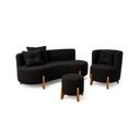 Ver imagem 3 de Kit Decorativo Sofá Curvo Orgânico + 01 Puff e Poltrona Luna Veludo Preto - Montanaris Decor