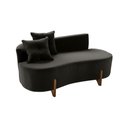 Ver imagem 6 de Kit Decorativo Sofá Curvo Orgânico + 01 Puff e Poltrona Luna Veludo Preto - Montanaris Decor