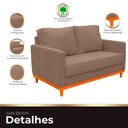 Ver imagem 7 de Sofa Berlim 2 Lugares Base de Madeira Tecido Impermeavel Bege Escuro