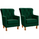 Ver imagem 1 de Kit 2 Poltronas para Sala Decorativas C/ Capitonê Carrara Veludo Verde