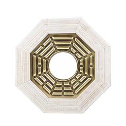 Quadro Feng Shui Baguá Céu Anterior Espelho Convexo Moldura Clara 18cm - 1
