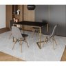 Mesa Jantar Industrial com 4 Cadeiras Estofadas Grafite Madeira Tampo Preto 120x75 Base V Aço Dourad - 2