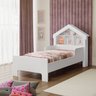 Cama Infantil Solteiro Branco C/ Cabeceira Modelo de Casinha - 1