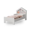 Cama Infantil Solteiro Branco C/ Cabeceira Modelo de Casinha - 3
