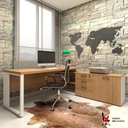 Ver imagem 1 de Mesa de Escritório Diretor em L Industrial 170cm Pés Metal