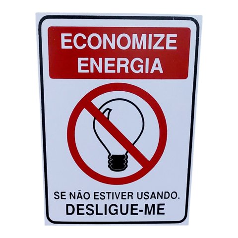 Placa de Sinalização 15x20 Economize Energia Desligue-me