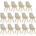 Ver imagem 1 de Conjunto 14 Cadeiras de Jantar Eames Wood Leda Design Estofada - Nude