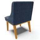 Ver imagem 6 de Kit 4 Cadeiras Decorativas Sala de Jantar Base Fixa de Madeira Firenze Suede Azul Marinho/Castanho G