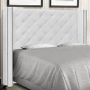 Ver imagem 2 de Cabeceira Estofada Loewe King Size MDF-MDP Couro Sintético Branco 219cm Gran Belo