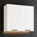 Ver imagem 1 de Armário Aéreo Connect Henn 80cm 2 Portas MDF Ripado Off White Suspenso Cozinha Moderno