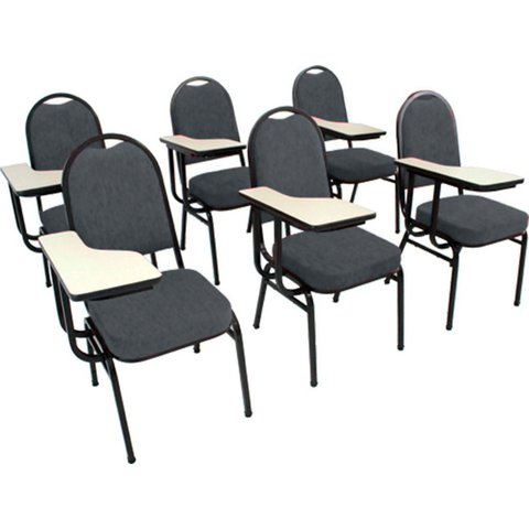 Kit com 6 Cadeiras para Auditórios Linha Hotel Cinza