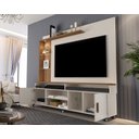 Ver imagem 2 de Estante Home para TV até 65 Polegadas Ripado com LED e Rodízios Off White Canela Ocean Carmolar