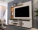 Ver imagem 1 de Estante Home para TV até 65 Polegadas Ripado com LED e Rodízios Off White Canela Ocean Carmolar