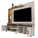 Ver imagem 4 de Estante Home para TV até 65 Polegadas Ripado com LED e Rodízios Off White Canela Ocean Carmolar