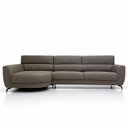 Ver imagem 3 de Sofá em Corino Cinza 344cm com Chaise 4 Lugares Pés em Metal Linha Premium Maximu