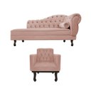 Ver imagem 2 de Kit Diva Recamier Diana 160cm Lado Esquerdo e 01 Poltrona Classic Suede - Doce Sonho Móveis RECAMIER