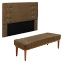 Ver imagem 1 de Kit Cabeceira Recamier Solteiro 0,90m Suede Caramelo