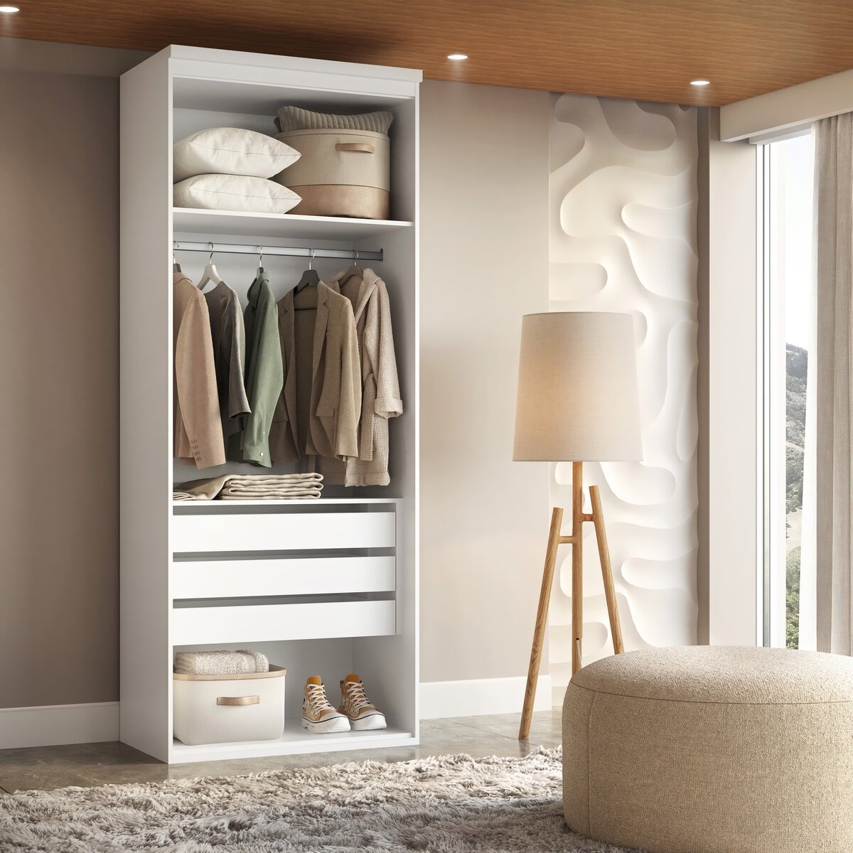 Closet Modulado sem Portas com Gavetas 70 Cm Mdf Lotus Belmax:branco