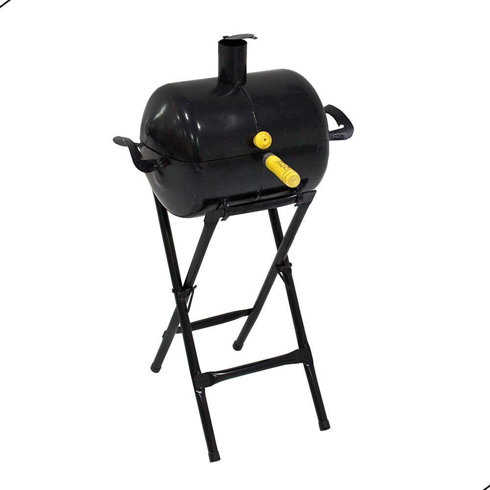 Churrasqueira Móvel a Bafo Mini Carvão com Suporte e Grelha Preto ...