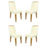 Kit 4 Cadeira de Jantar Emily Estofada Veludo Bege Pé de Madeira Castanho - Arkell - 2
